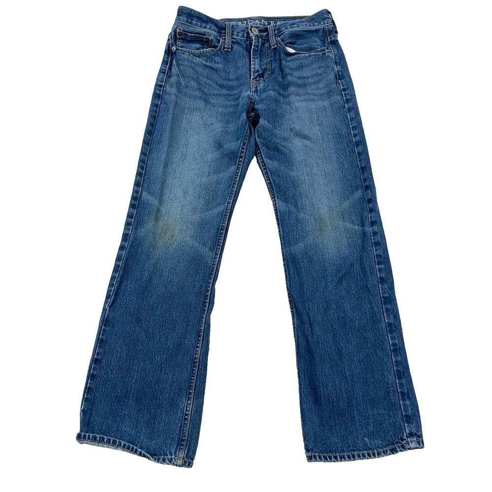 Vintage Y2K American Eagle Jeans Men 28x30 Relaxed Fit Straight Leg Whiskered *
